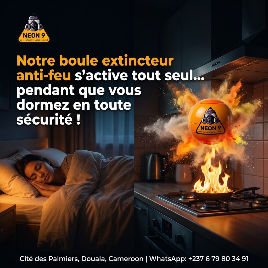 Notre boule extincteur anti-feu s'active tout seul… pendant que vous dormez en toute sécurité ! — Neon 9