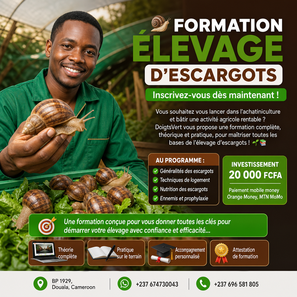 🐌 FORMATION ÉLEVAGE D'ESCARGOTS — Inscrivez-vous dès maintenant ! — Doigts Vert